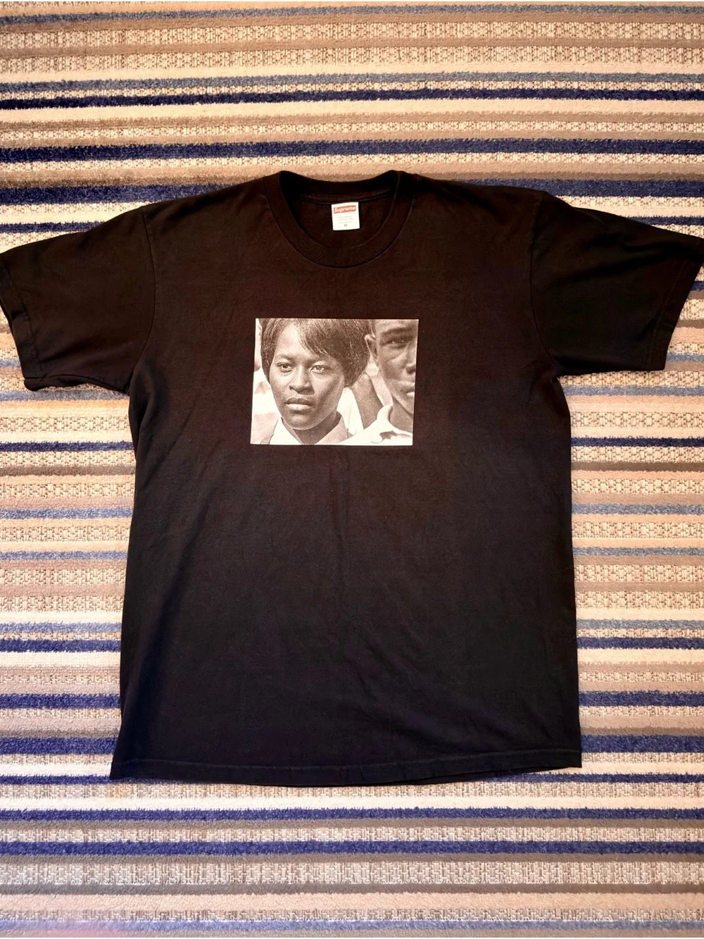 Authentic Supreme Black Graphic T‑Shirt with Photo Print